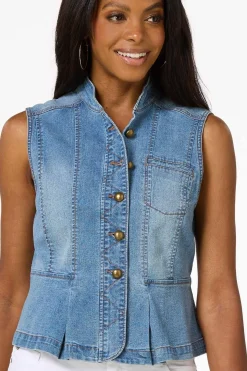 Peplum Faded Denim Vest