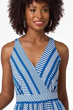 Petite Blue Patterned Tiered Leg Jumpsuit