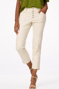Petite Button Front Ankle Pants