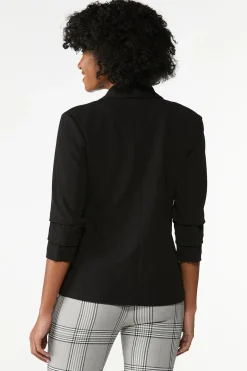 Petite Crepe Ruched Sleeve Blazer