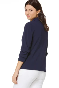 Petite Crepe Ruched Sleeve Blazer
