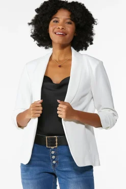 Petite Crepe Ruched Sleeve Blazer