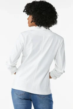 Petite Crepe Ruched Sleeve Blazer