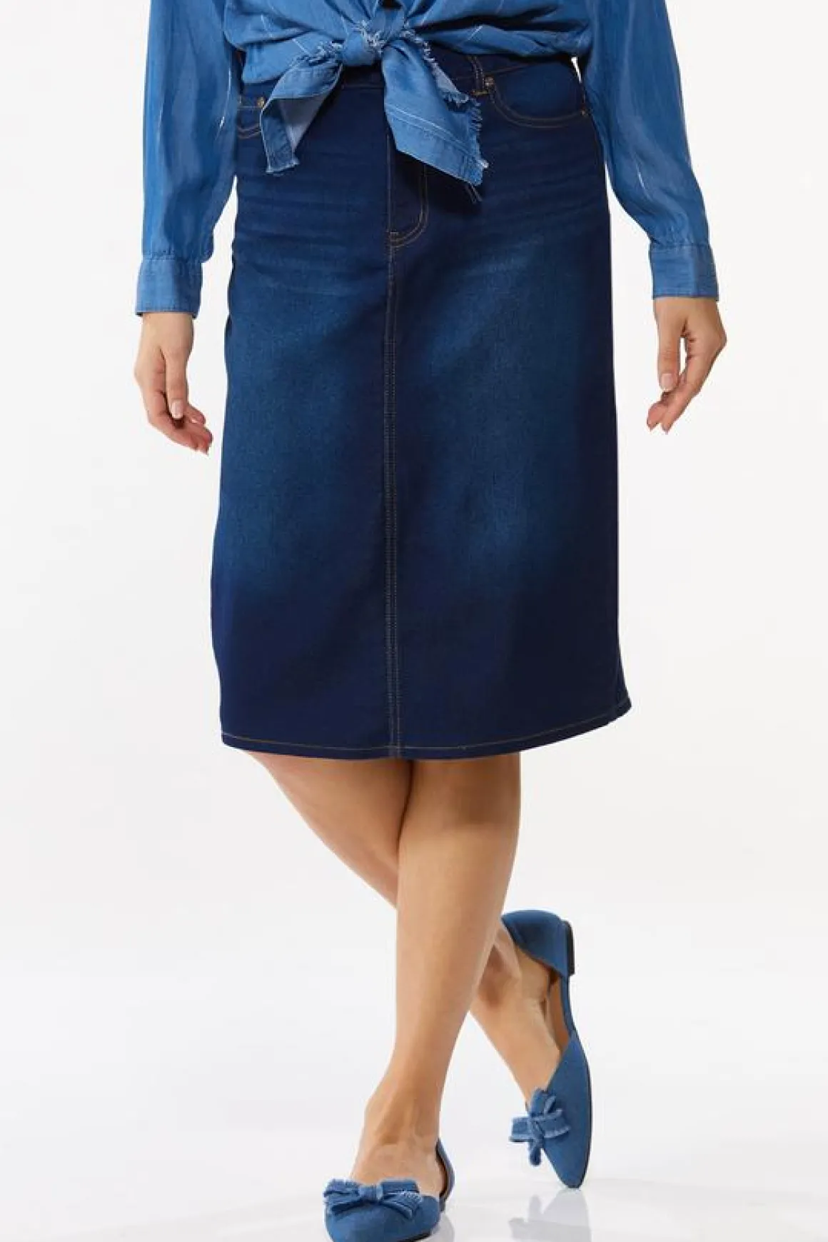 Petite Denim Midi Skirt