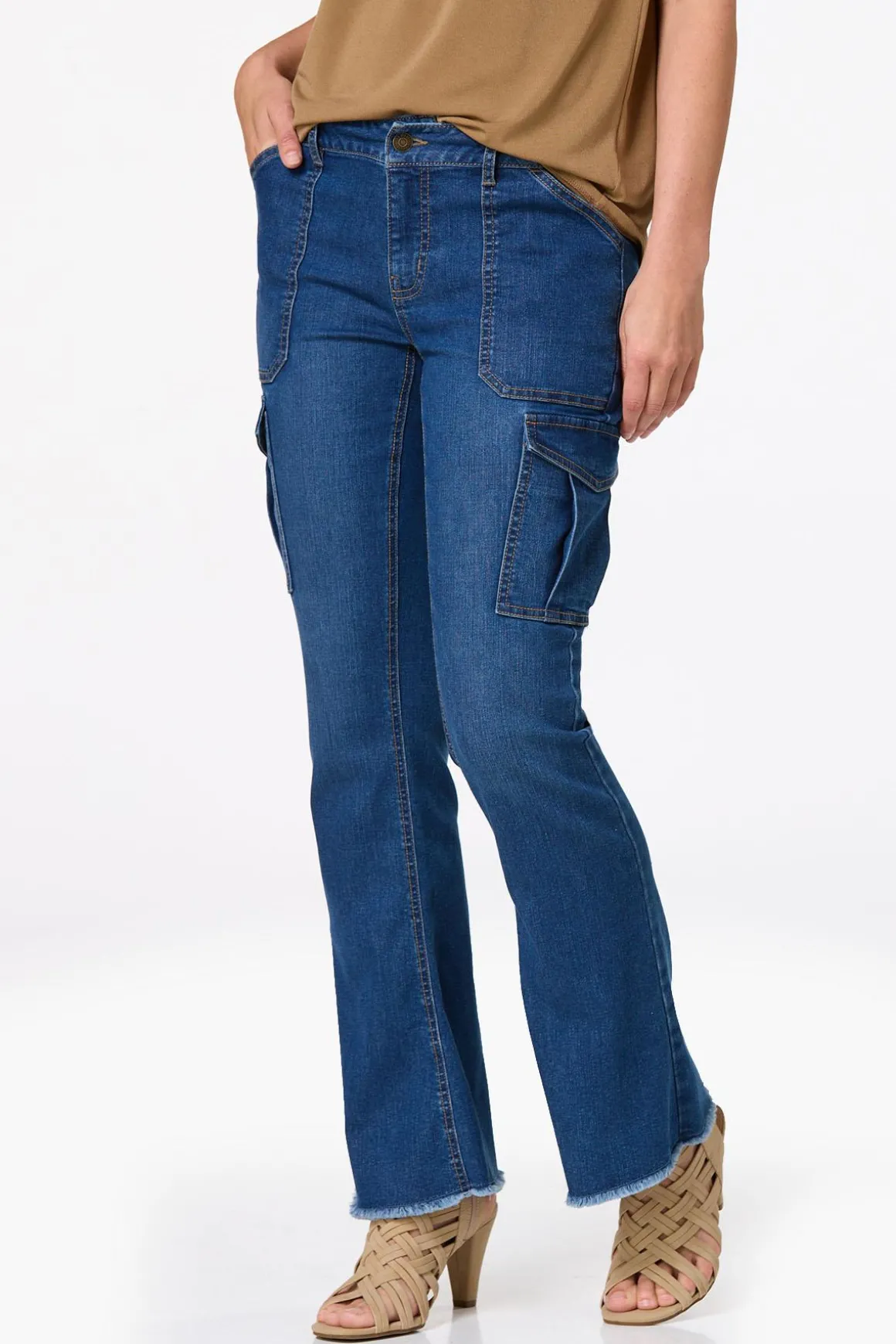 Petite Flare Cargo Jeans