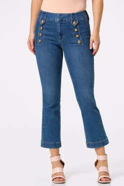 Petite Gold Button Jeans