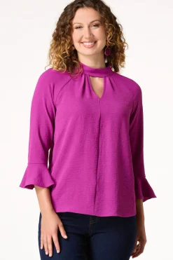 Petite Keyhole Mock Neck Top