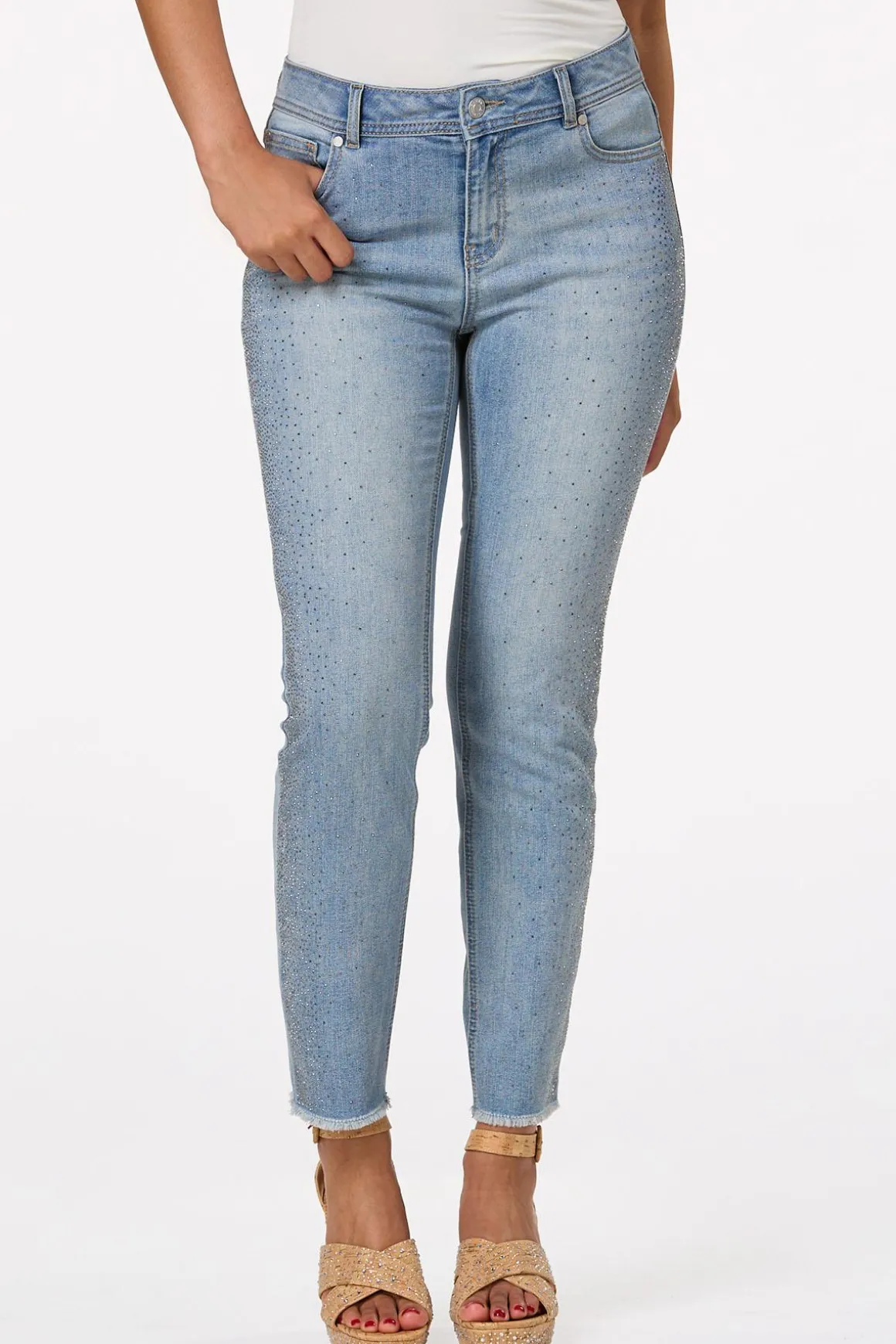 Petite Metal Stud Ankle Jeans