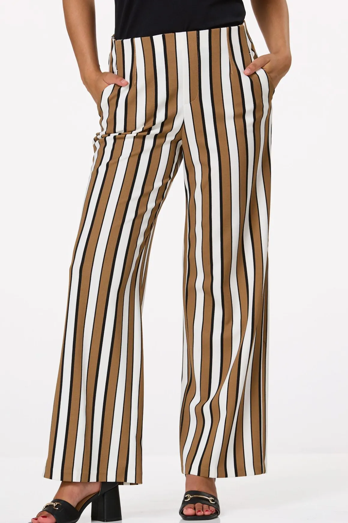 Petite Neutral Stripe Pants
