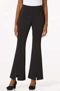 Petite Ribbed Split Hem Flare Pants