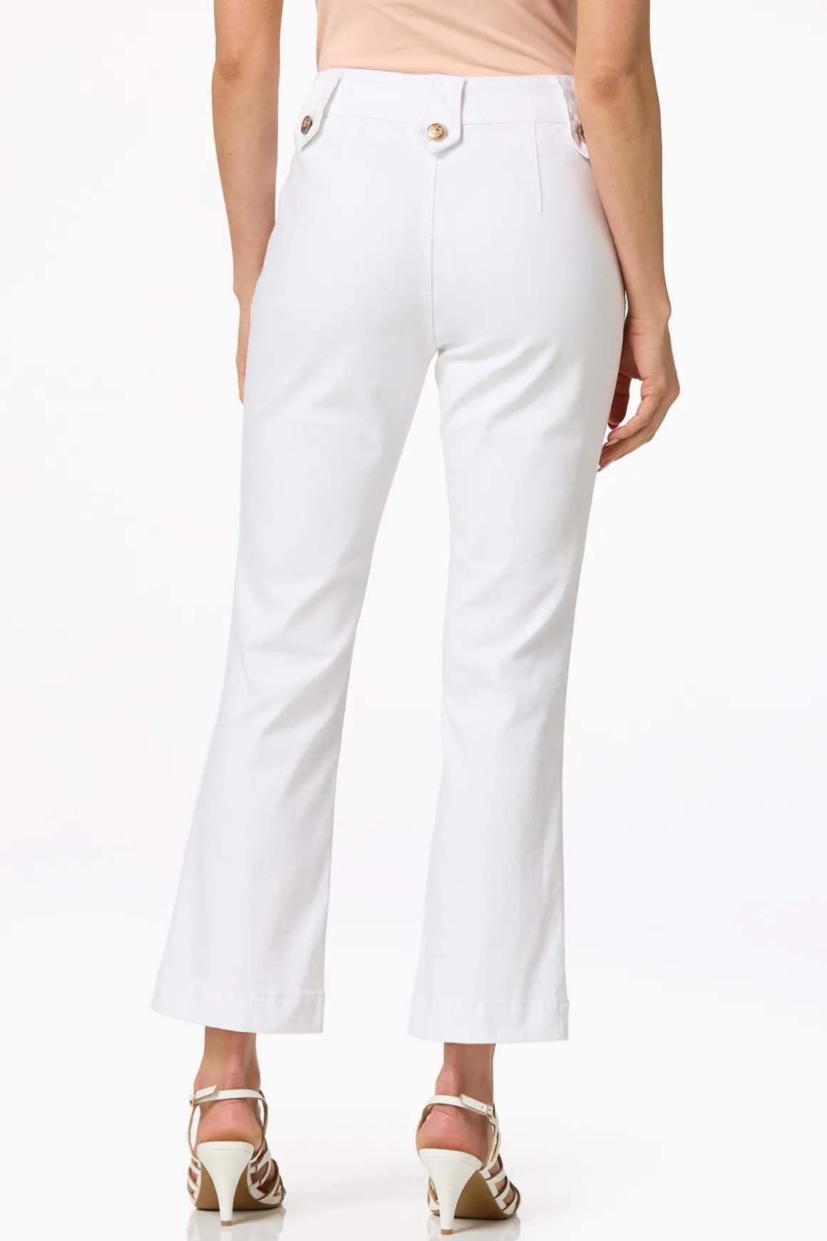 Petite White Sailor Button Jeans