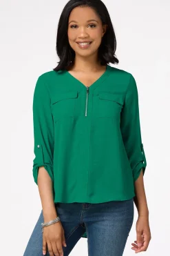 Petite Zip Front Equipment Top