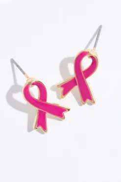 Pink Awareness Ribbon Earrings