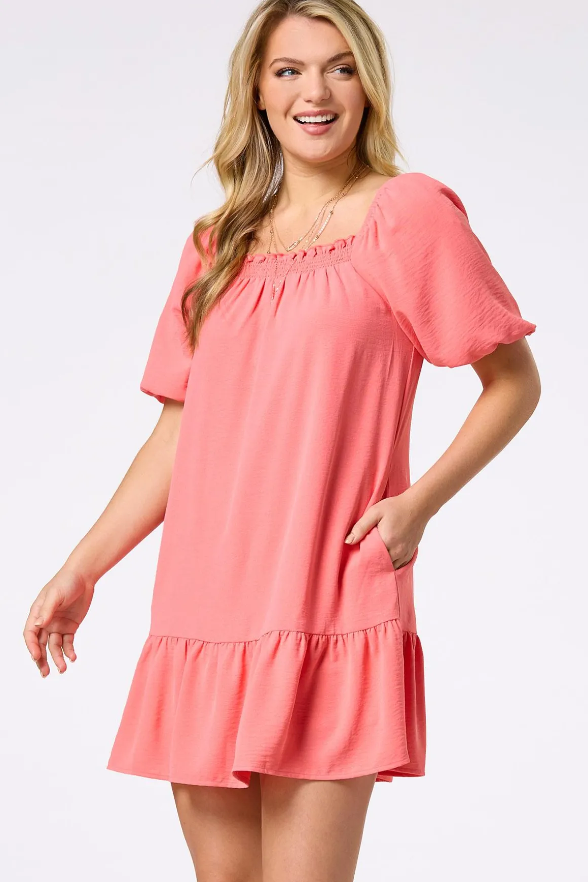 Pink Bubble Sleeve Dress