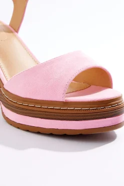 Pink Faux Suede Platform Sandals