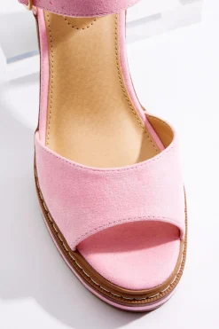 Pink Faux Suede Platform Sandals