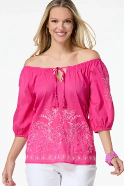 Pink Floral Embroidered Top