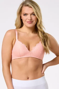 Pink Nude Lace Wire- Free Bra Set
