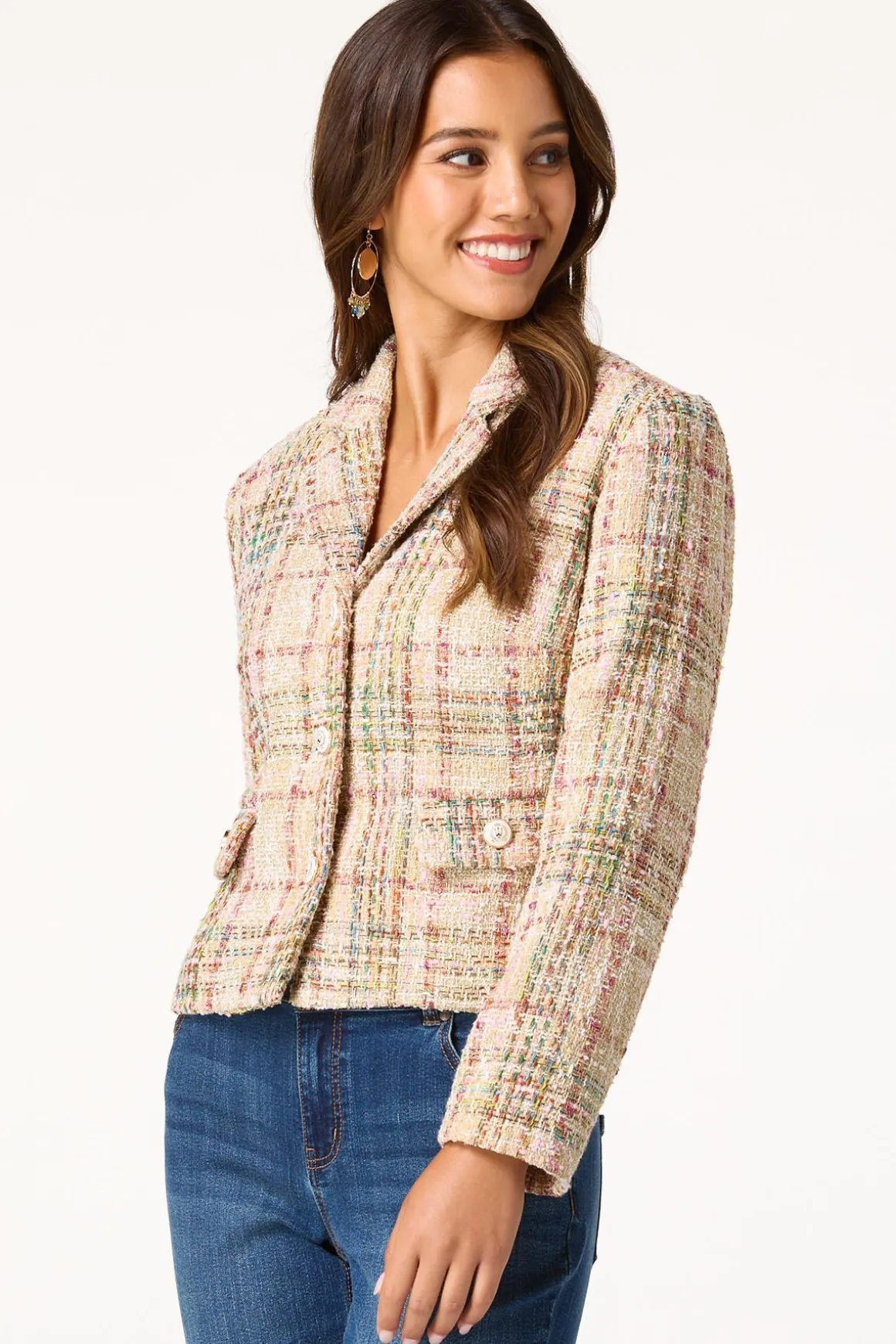 Plaid Boucle Blazer