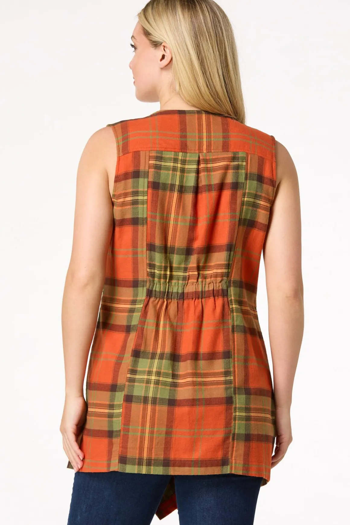 Plaid Draped Vest