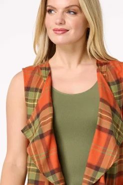 Plaid Draped Vest