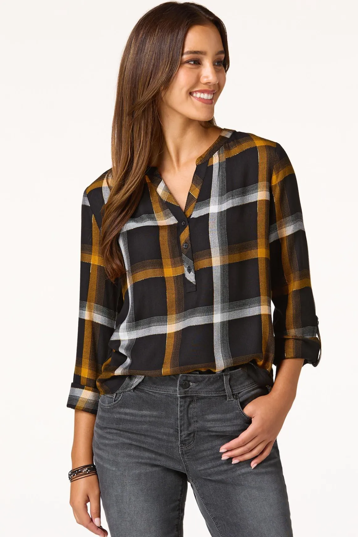 Plaid Herringbone Top