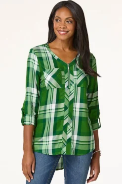 Plaid Zip Front Equipment Top