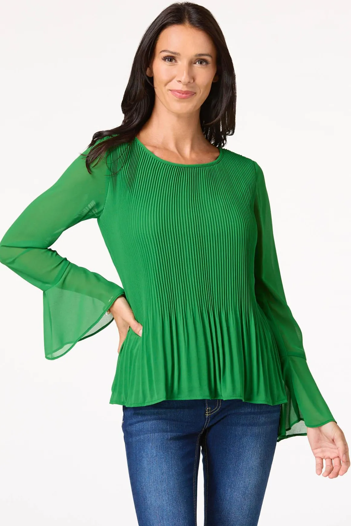 Pleated Bell Sleeve Top