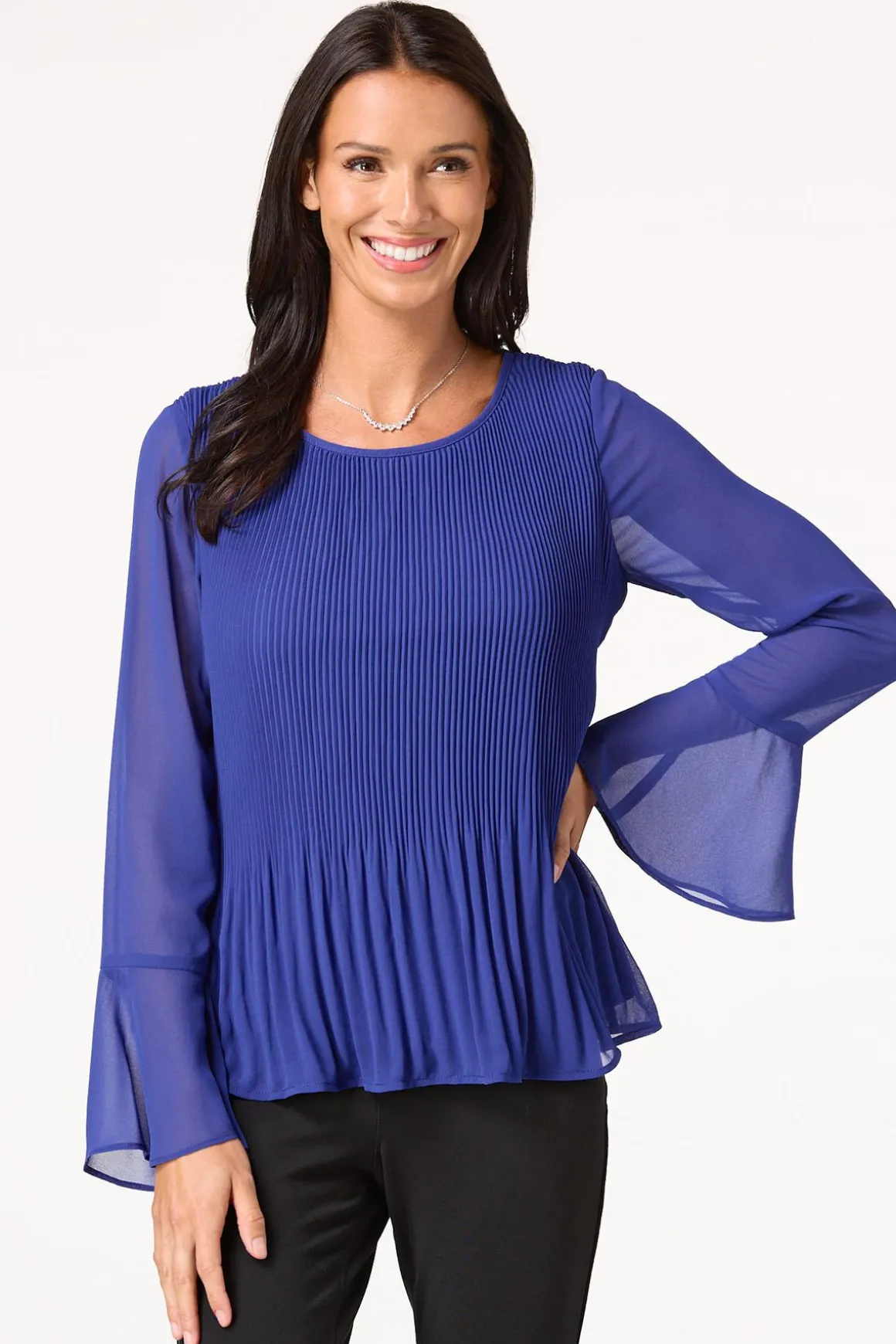 Pleated Bell Sleeve Top