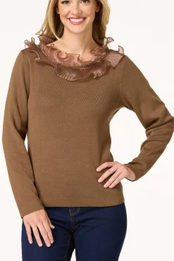 Pleated Ruffled Neck Sweater