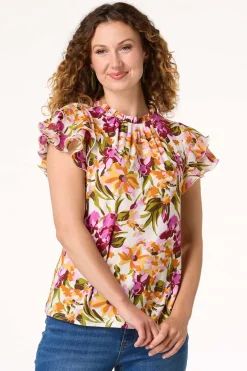Pleated Ruffled Sleeve Top