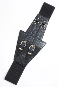 Plus Size Double Buckle Statement Stretch Belt