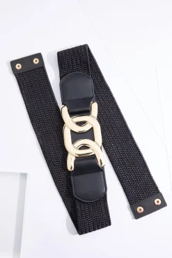Plus Size Raffia Chain Link Stretch Belt