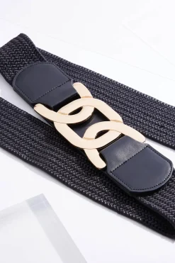 Plus Size Raffia Chain Link Stretch Belt