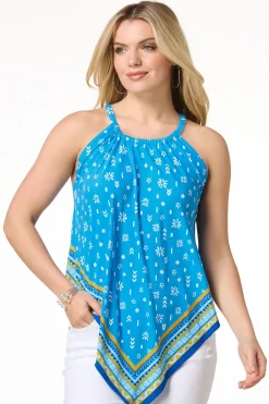 Pointed Border Floral Tank