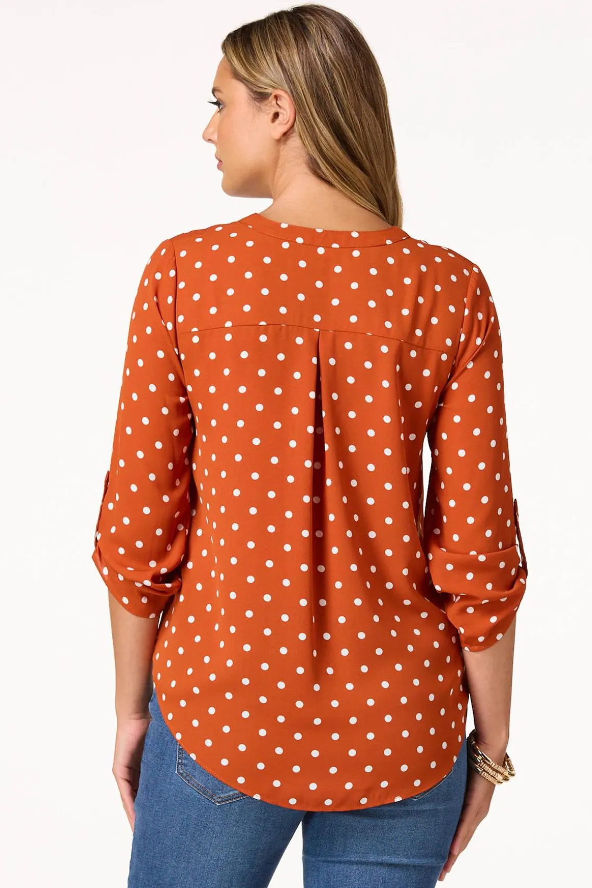 Polka Dot Zip Front Top