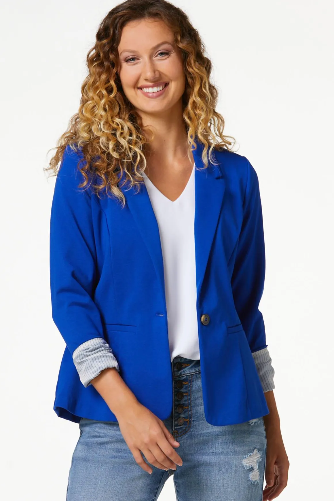 Printed Cuff Ponte Blazer