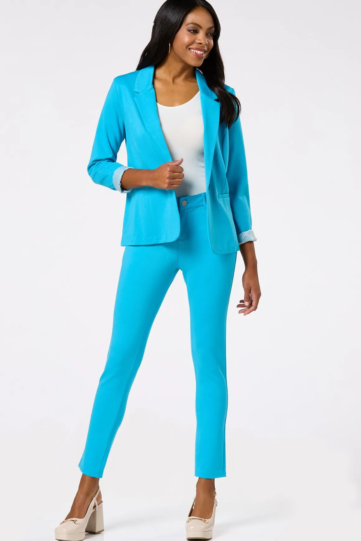 Printed Cuff Ponte Blazer