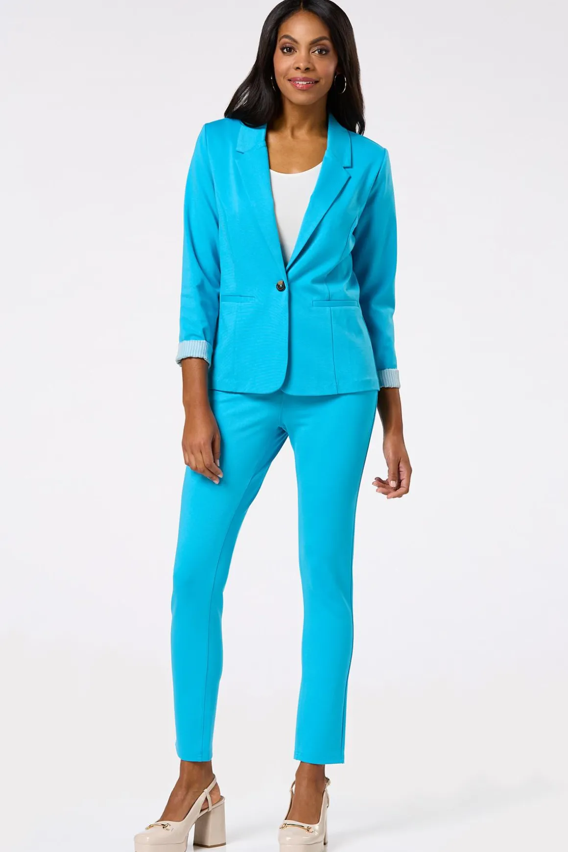 Printed Cuff Ponte Blazer