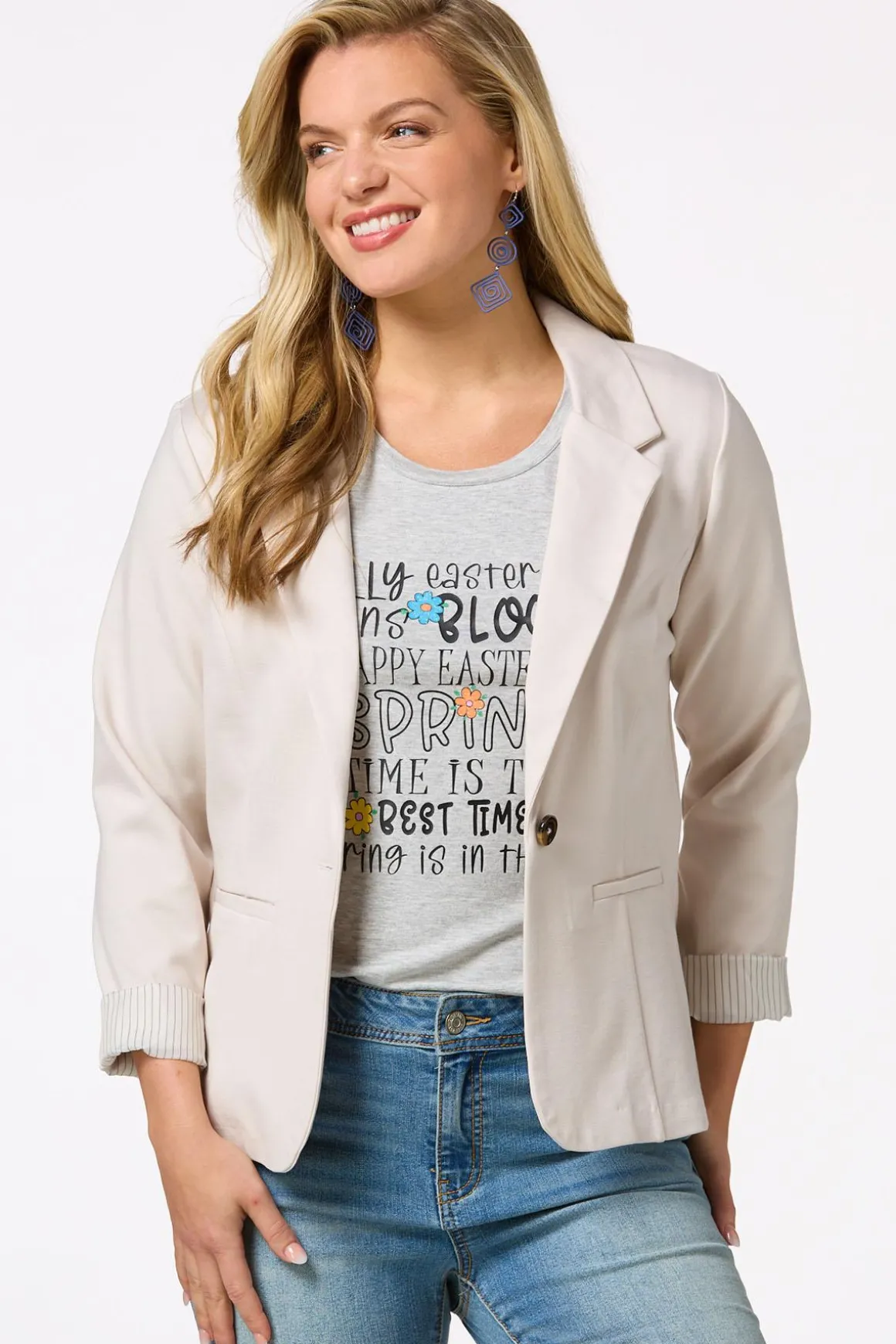 Printed Cuff Ponte Blazer