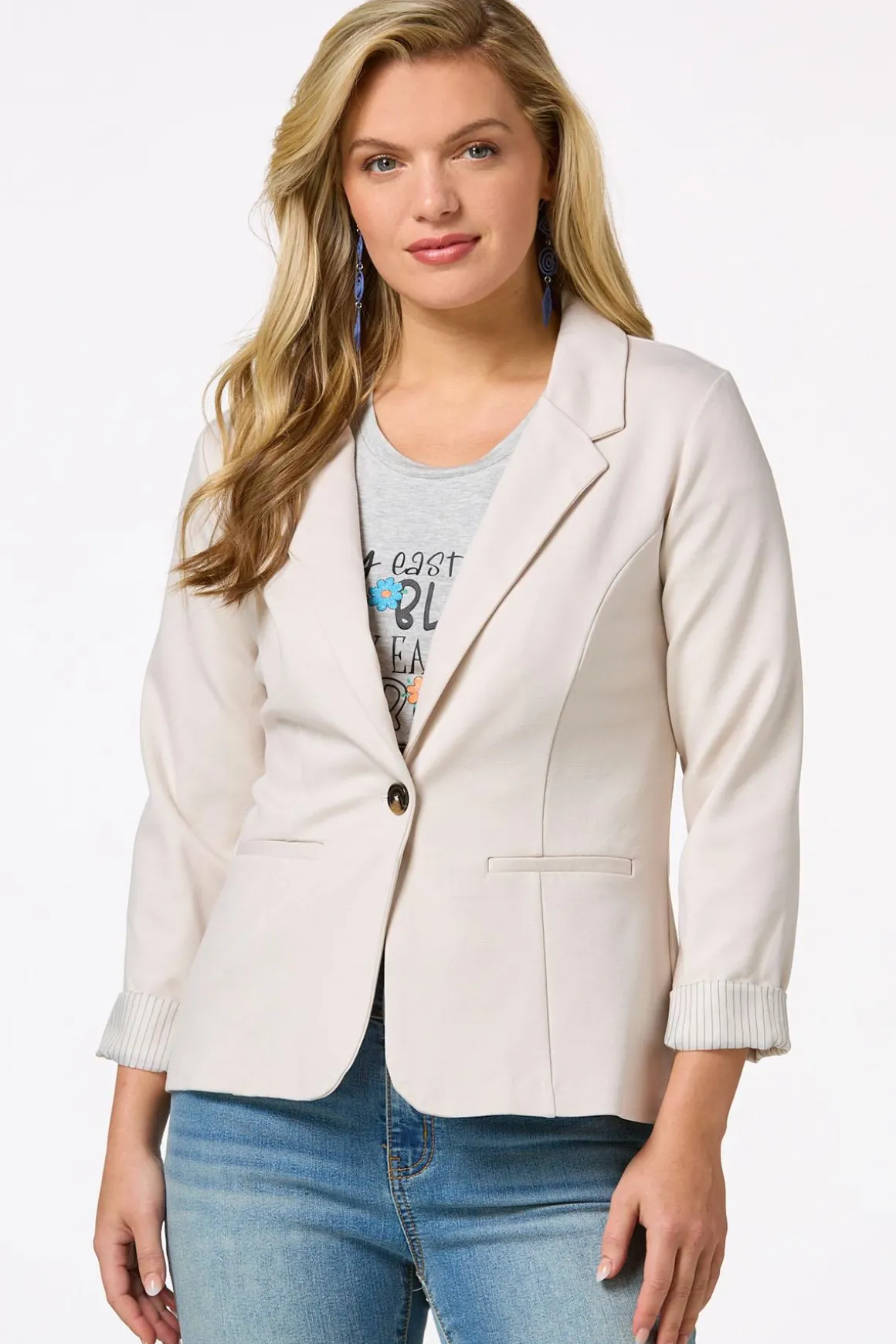 Printed Cuff Ponte Blazer