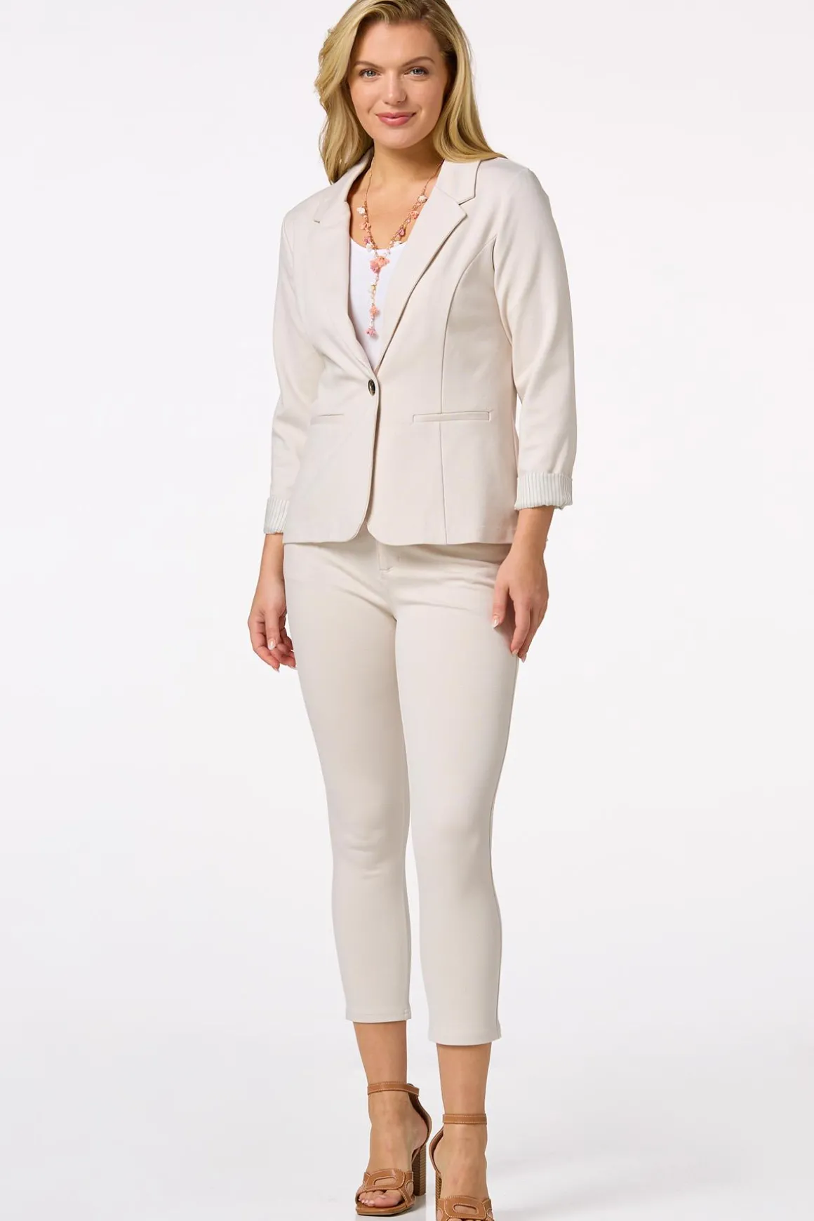 Printed Cuff Ponte Blazer