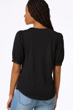 Puff Sleeve Snap Henley