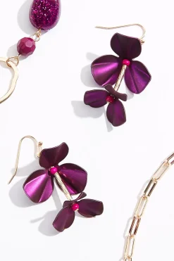 Purple Petal Long Necklace Set