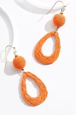 Raffia Ball Tear Earrings