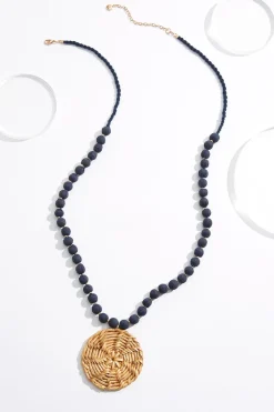 Raffia Circle Pendant Necklace