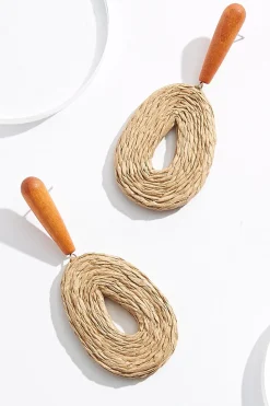 Raffia Statement Oval Earrings