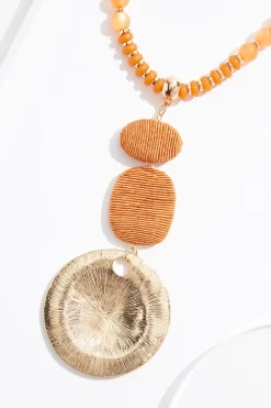 Raffia Tiered Circle Pendant Necklace
