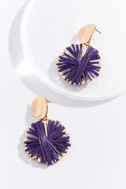 Raffia Wrapped Flower Earrings