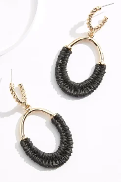 Raffia Wrapped Oval Earrings